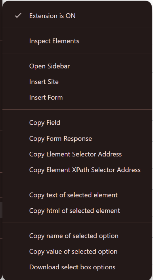 Page Context Menu