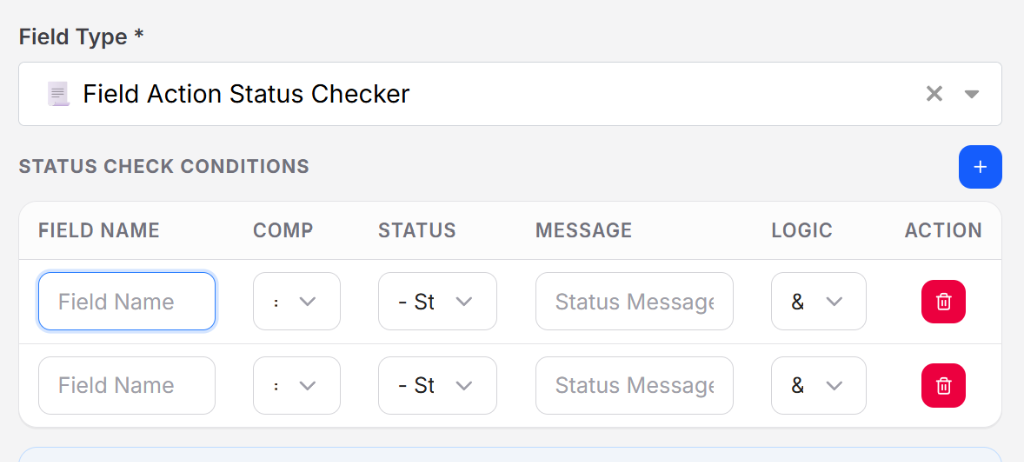 Field Action Status Checker Interface