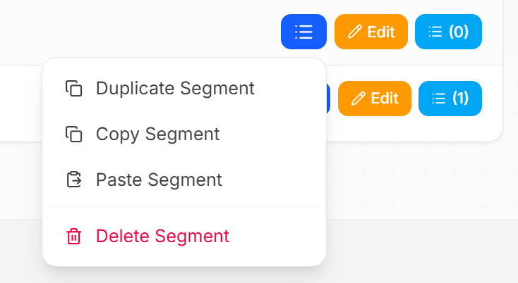 Segment Actions Menu