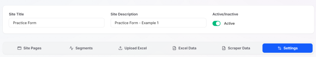 Site Settings Navigation Bar